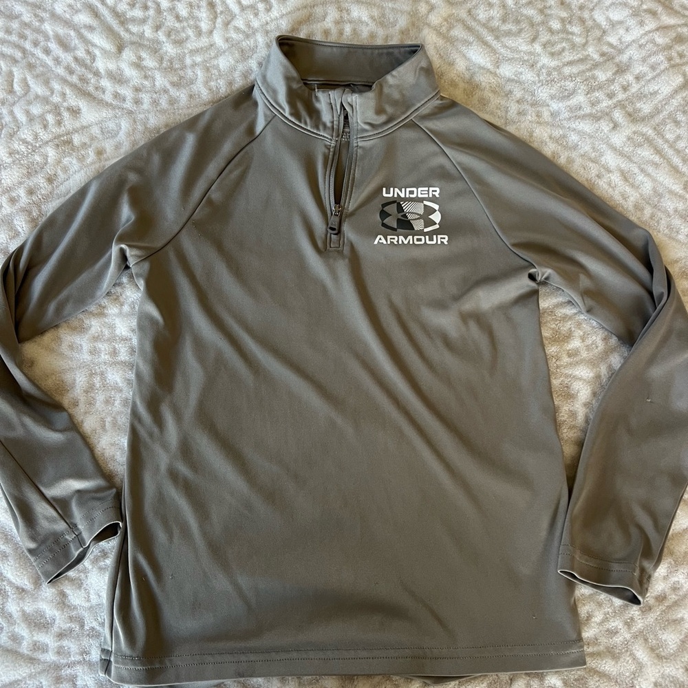 Under Armour Boys Light Grey Quarter zip Pullover Size Youth Small - Picture 2 of 9